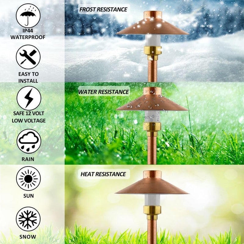 MIK Solutions LED Pathway 126 Landscape Light 12V Solid Copper Low Voltage 4W G4 LED Light Bulb Warm White Included Outdoor Mushroom Security Garden Patio Area Light for Beautiful Bright Long Lasting - Image 3